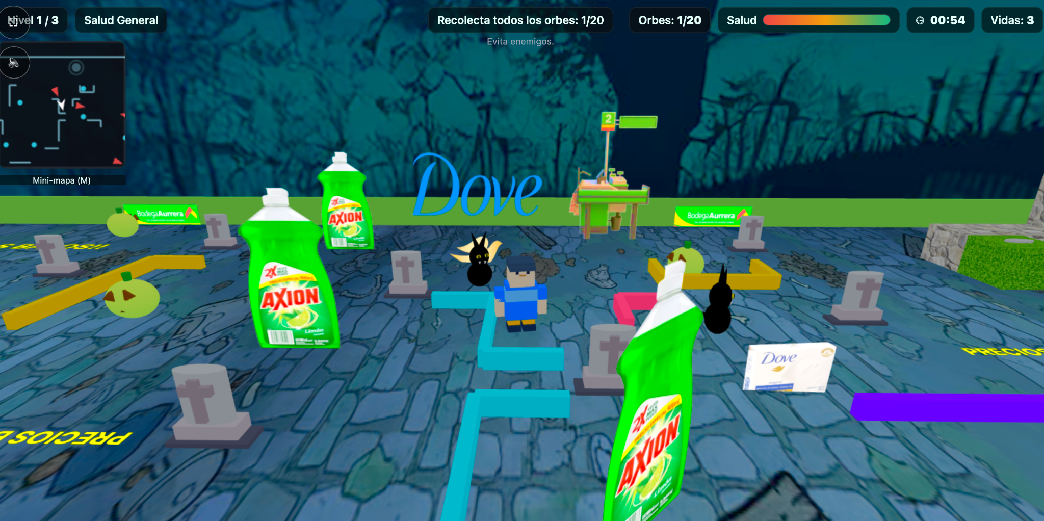 Juego con productos y marcas